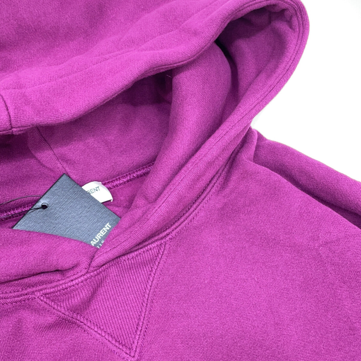 SAINT LAURENT PARIS 23' Purple Logo Embroidered Pullover Hoodie