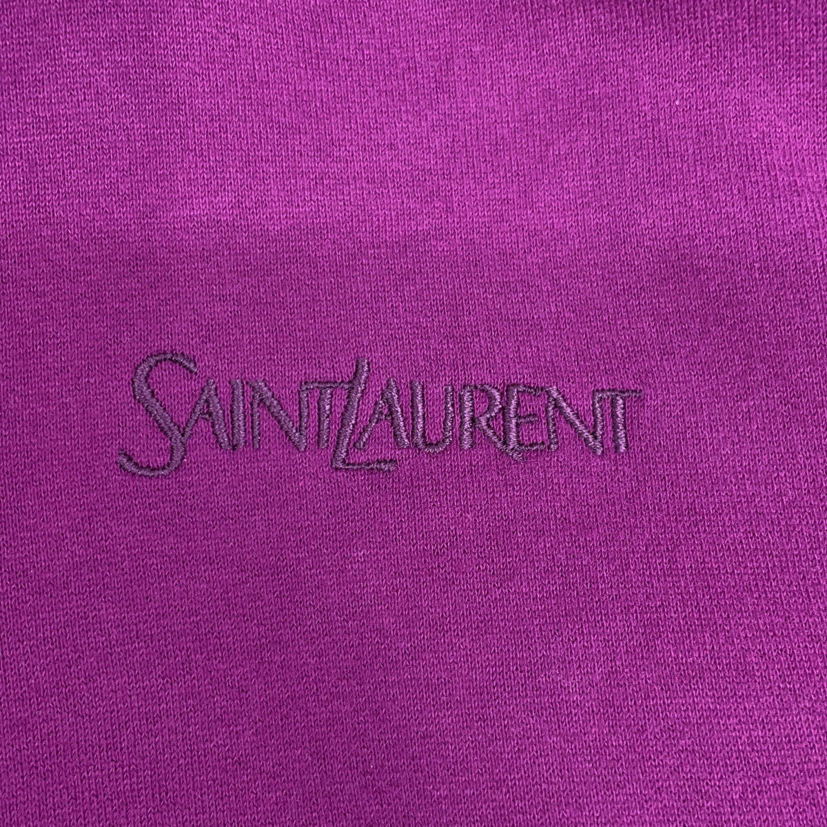 SAINT LAURENT PARIS 23' Purple Logo Embroidered Pullover Hoodie