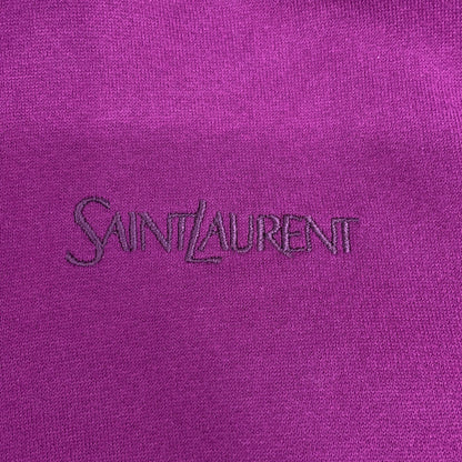 SAINT LAURENT PARIS 23' Purple Logo Embroidered Pullover Hoodie