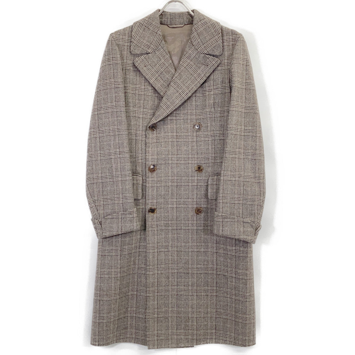 Belvest Belvest Beige PT23DBA Glen Check Double Vest Coat Coat 44