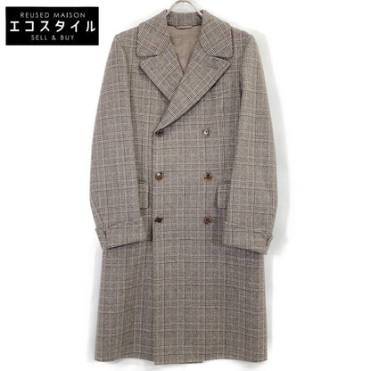 Belvest Belvest Beige PT23DBA Glen Check Double Vest Coat Coat 44