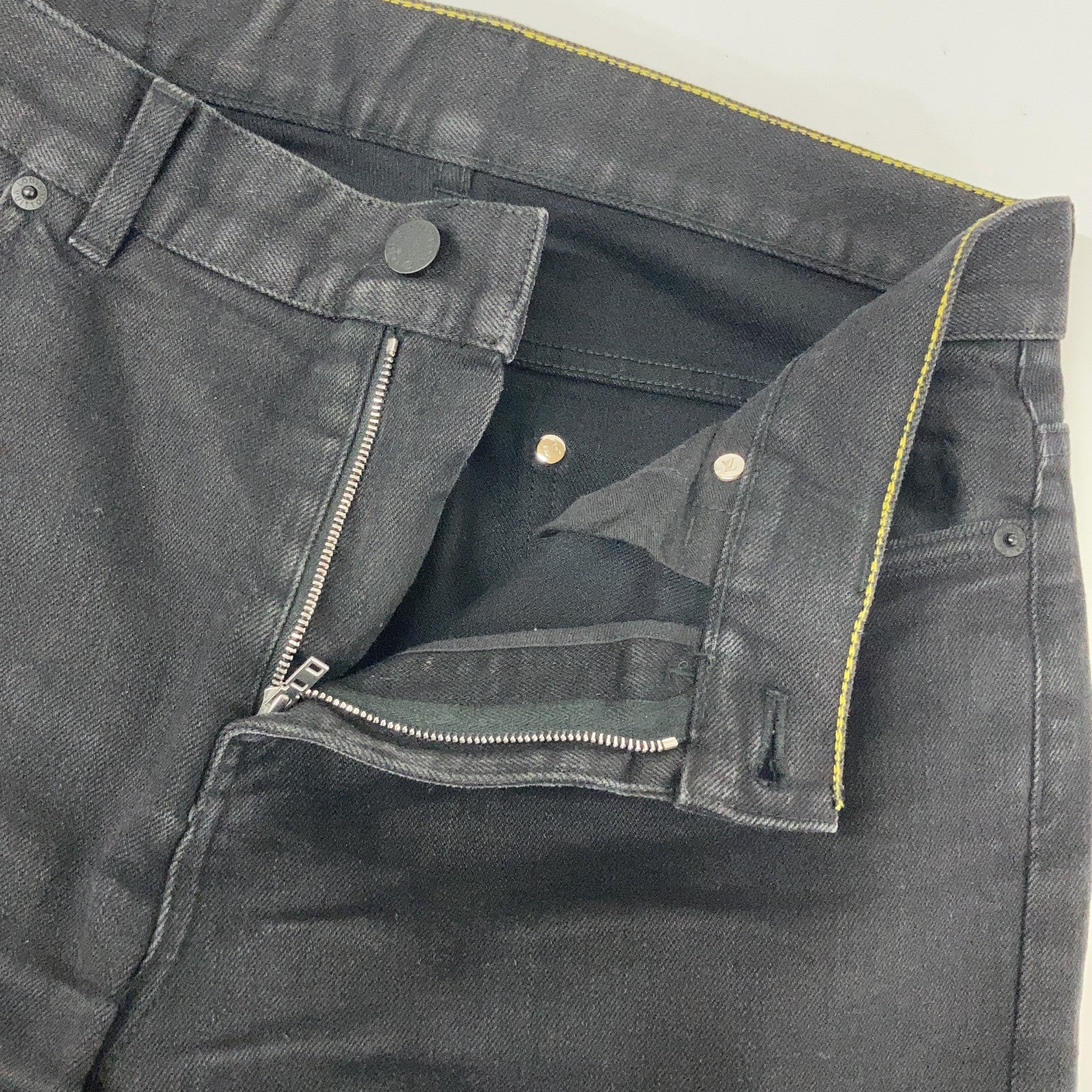 LOUIS VUITTON Black Monogram Patch Denim Pants Bottoms