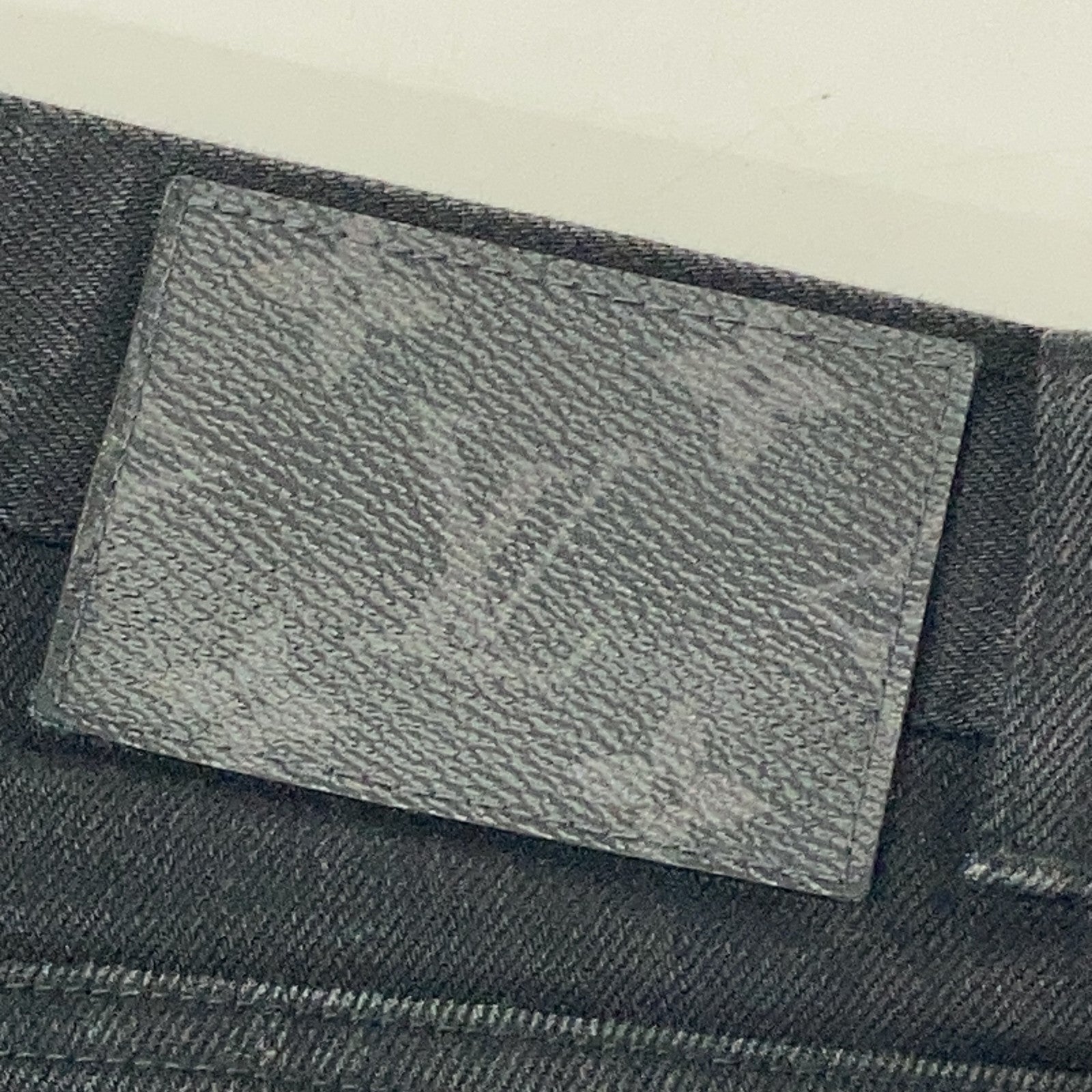 LOUIS VUITTON Black Monogram Patch Denim Pants Bottoms