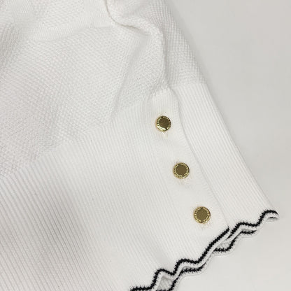 MARK&LONA MLW-6A-AB04 White Knit Vest Henley Neck Shirt Top