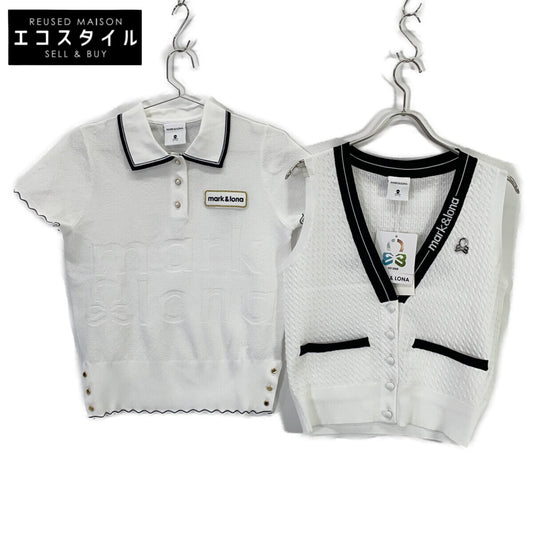 MARK&LONA マークアンドロナ MLW-6A-AB04 ホワイト ニットベスト ヘンリーネック シャツ トップス