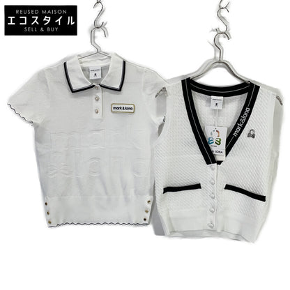 MARK&LONA MLW-6A-AB04 White Knit Vest Henley Neck Shirt Top
