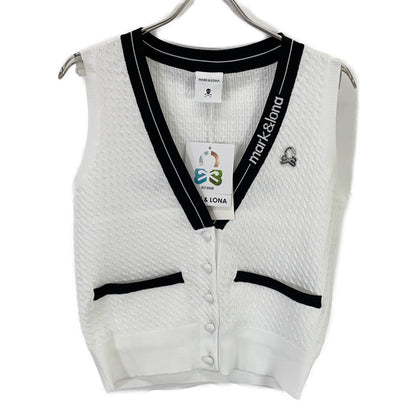 MARK&LONA MLW-6A-AB04 White Knit Vest Henley Neck Shirt Top