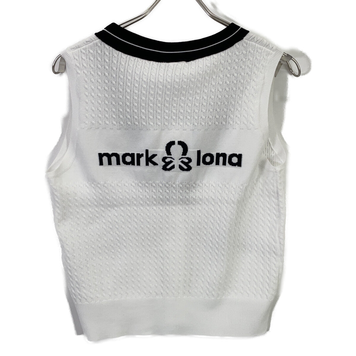 MARK&LONA MLW-6A-AB04 White Knit Vest Henley Neck Shirt Top