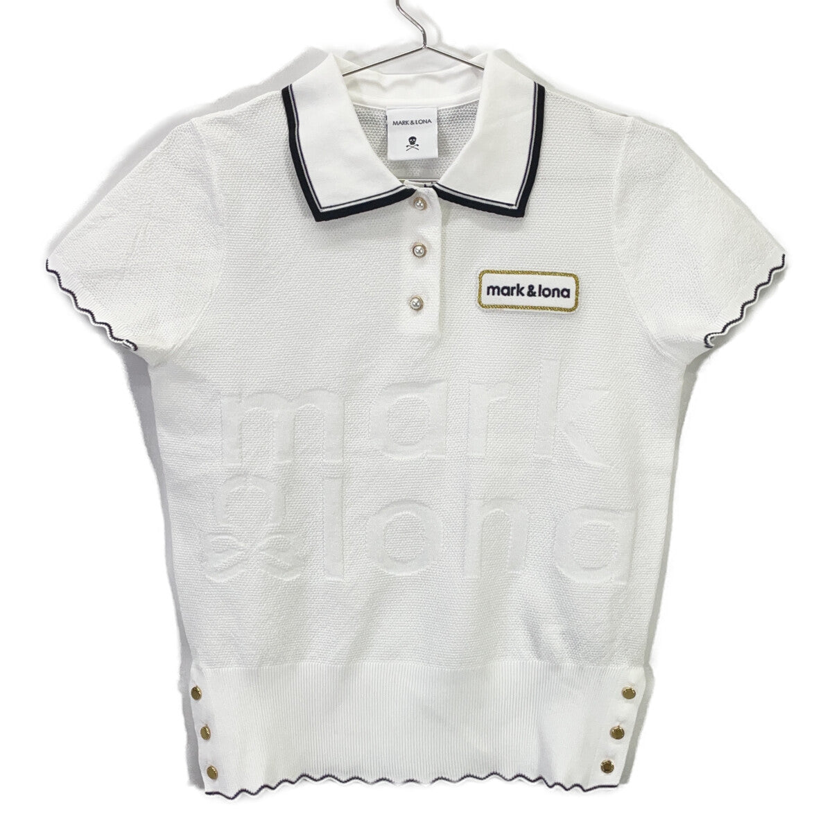 MARK&LONA MLW-6A-AB04 White Knit Vest Henley Neck Shirt Top