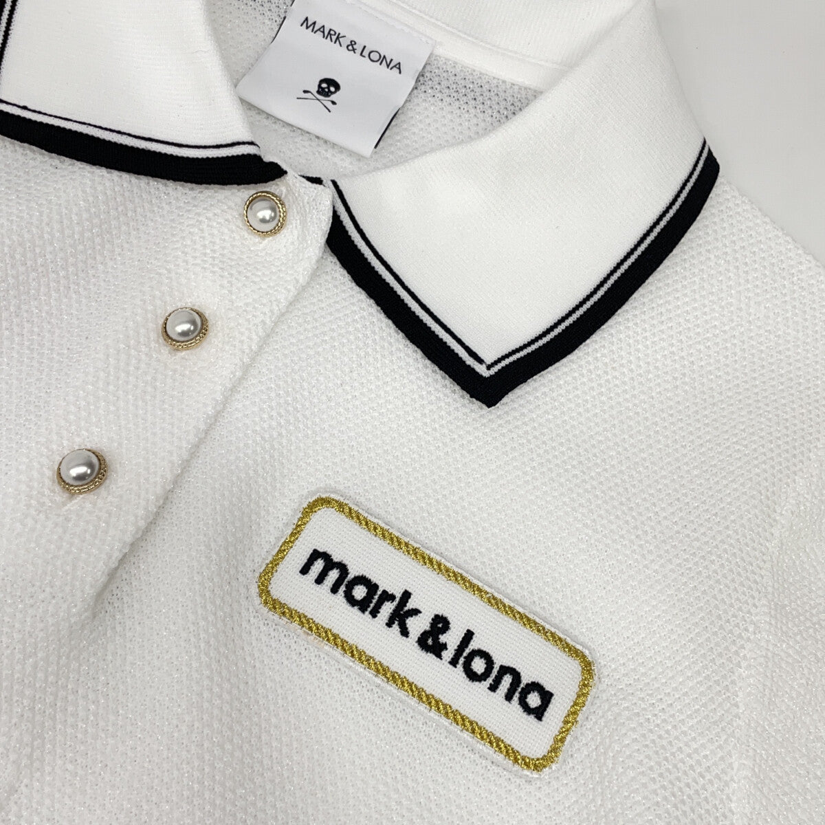 MARK&LONA MLW-6A-AB04 White Knit Vest Henley Neck Shirt Top