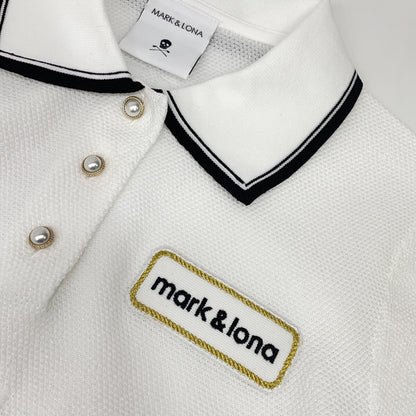 MARK&LONA MLW-6A-AB04 White Knit Vest Henley Neck Shirt Top