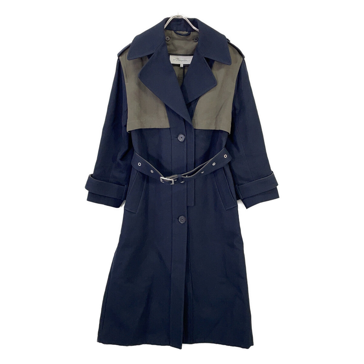 3.1 Phillip lim スリーワンフィリップリム P232-80001CLO Navy×Khaki Color-Block Trench Coat Coat