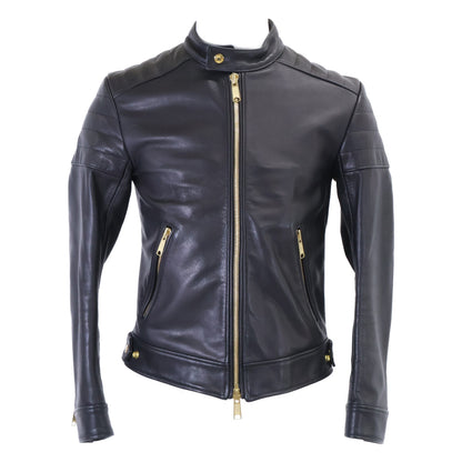 FIXER F-02 Cowhide Leather Gold Zip Single Riders Jacket