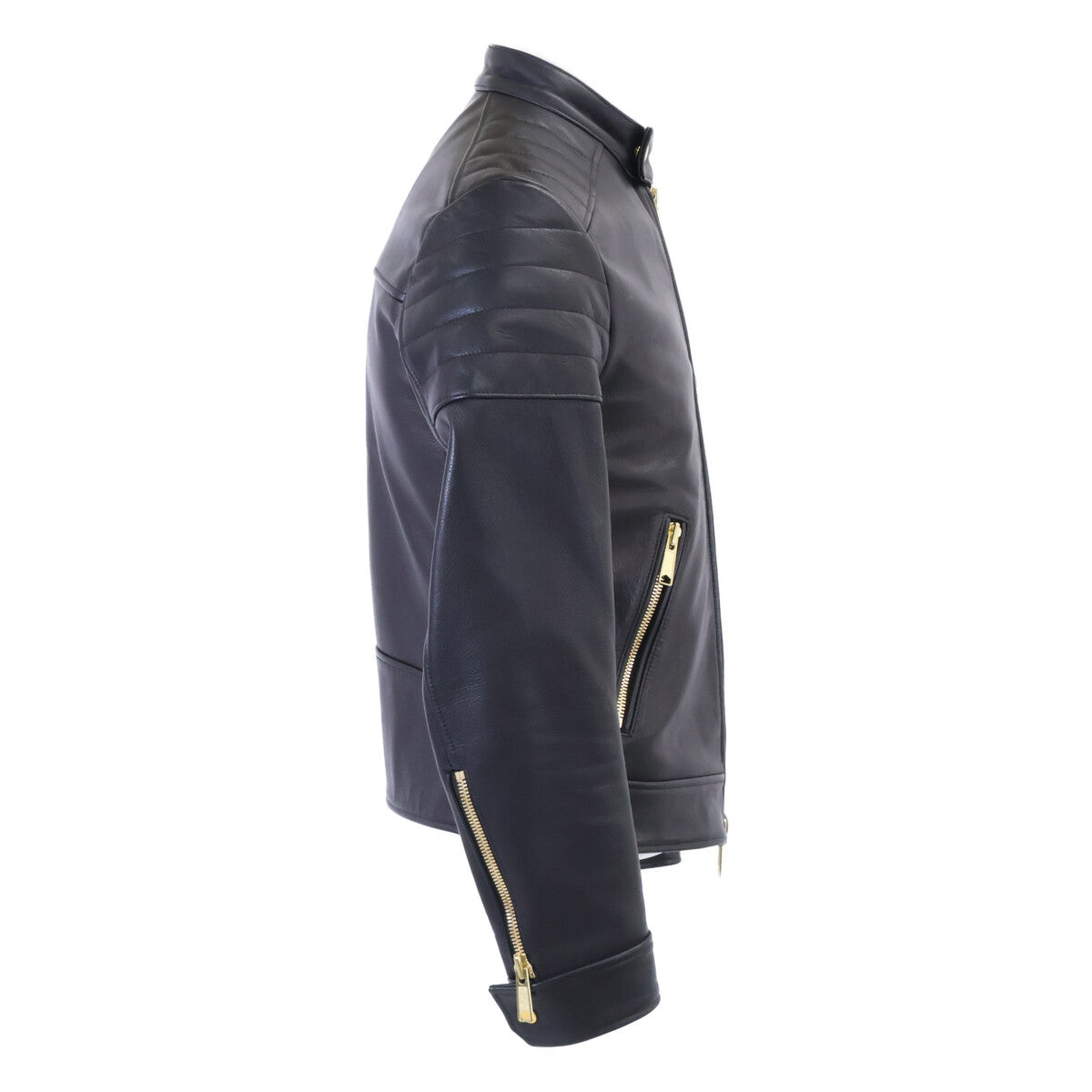 FIXER F-02 Cowhide Leather Gold Zip Single Riders Jacket