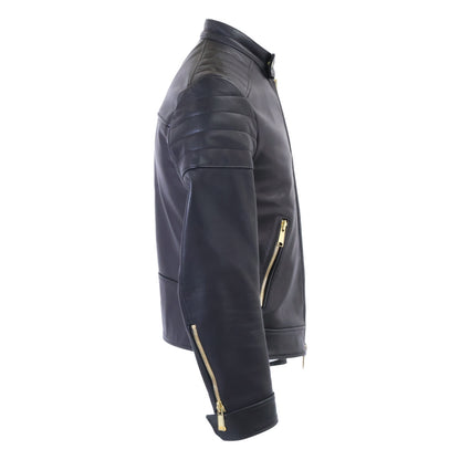 FIXER F-02 Cowhide Leather Gold Zip Single Riders Jacket