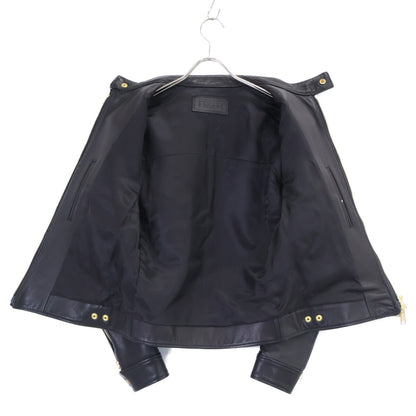 FIXER F-02 Cowhide Leather Gold Zip Single Riders Jacket