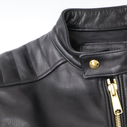 FIXER F-02 Cowhide Leather Gold Zip Single Riders Jacket
