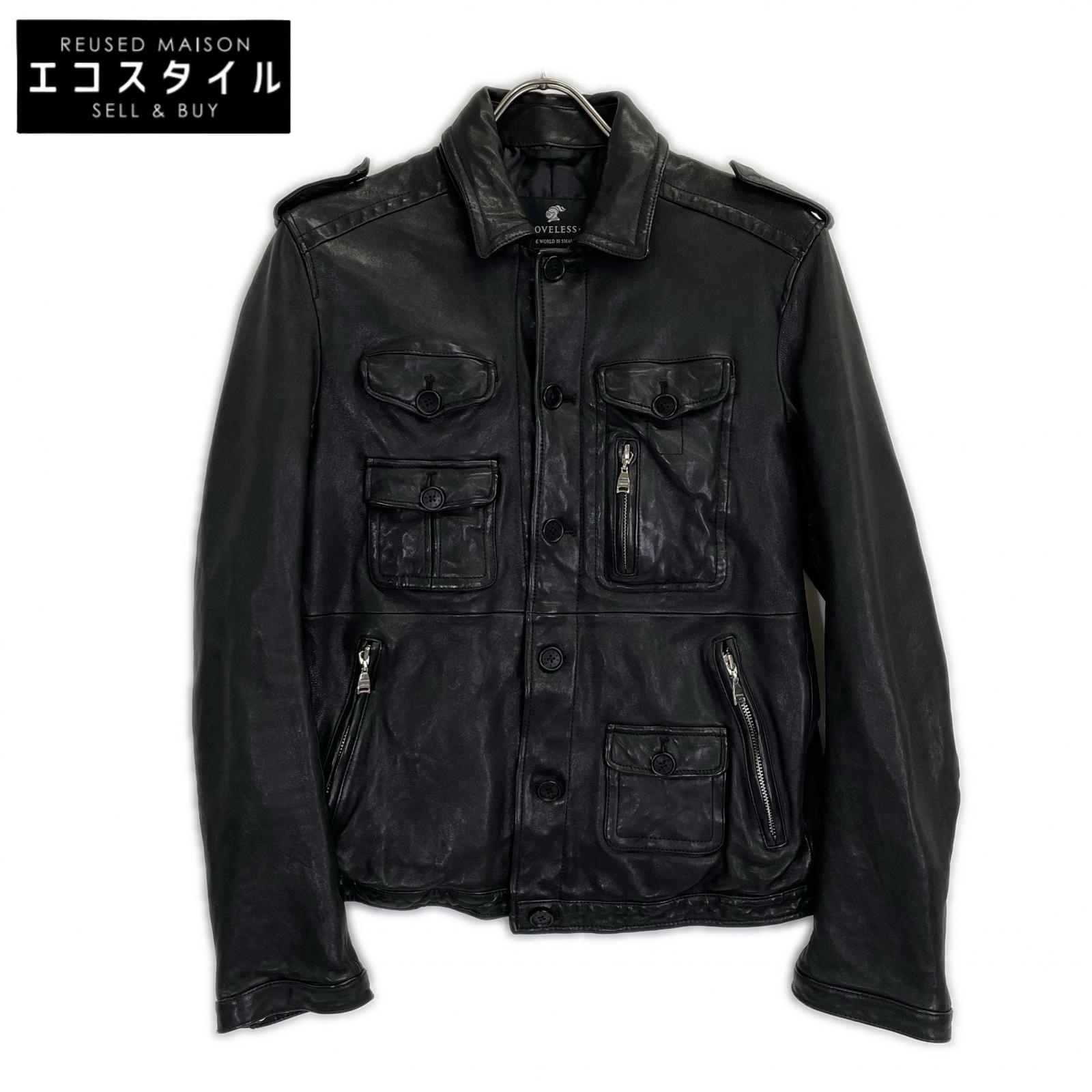 LOVELESS Black Lamb Leather Field Jacket S
