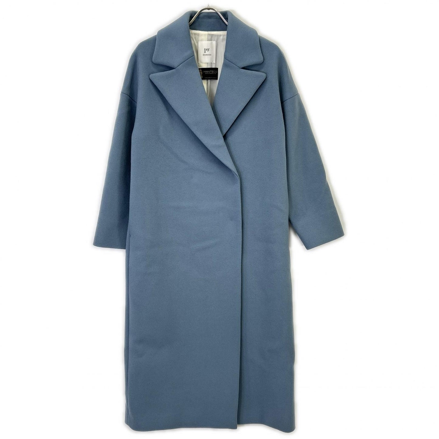 1er Arrondissement Premier Arrondissement B1004AFC078 MANTECO Blue Wool Double Beaver Coat Coat 38