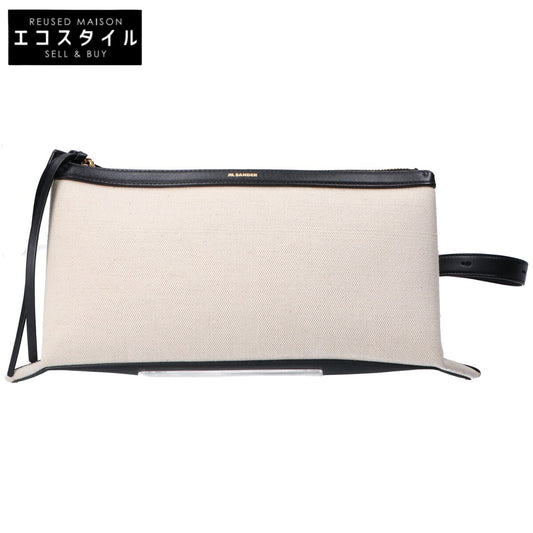 Jil Sander Two-Tone Canvas and Leather Empire Small Shoulder Bag