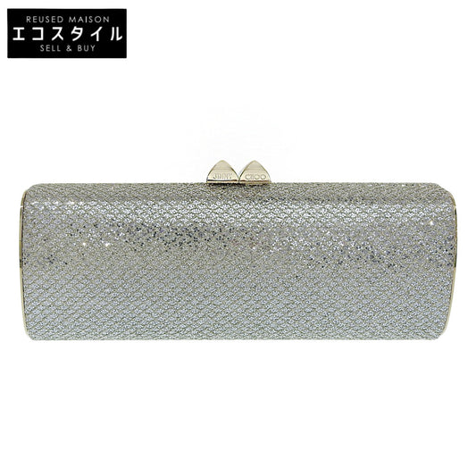 JIMMY CHOO Jimmy Choo, like new, Glitter Clutch Bag, Second Bag, Women's, Silver, 133CHARM, Second Bag, Clutch Bag