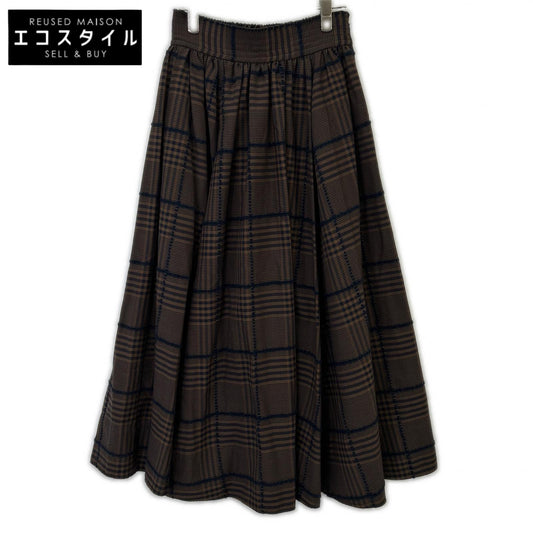 OBLI 8BALB3 Brown Line Check Skirt S