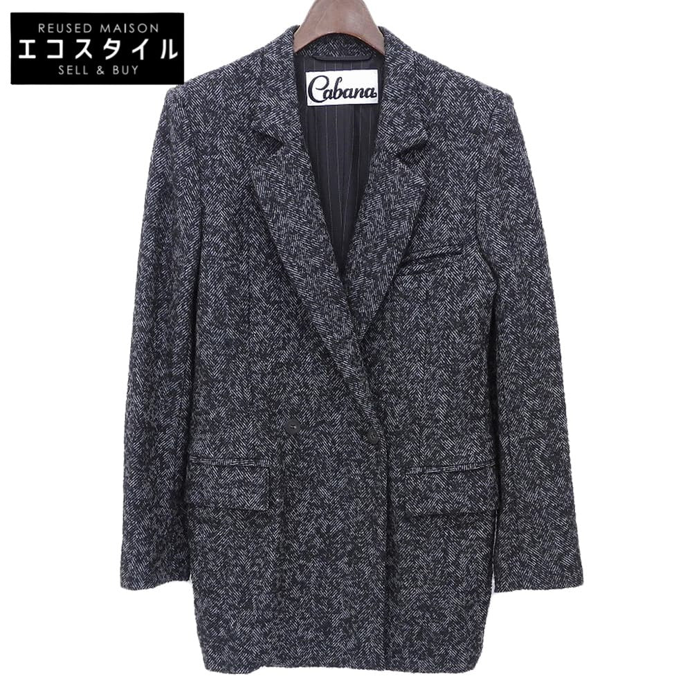 Cabana カバナ ウール ダブルブレスト ロングジャケット レディース ブラック グレー 38 19AW-JK04-1 ジャケット