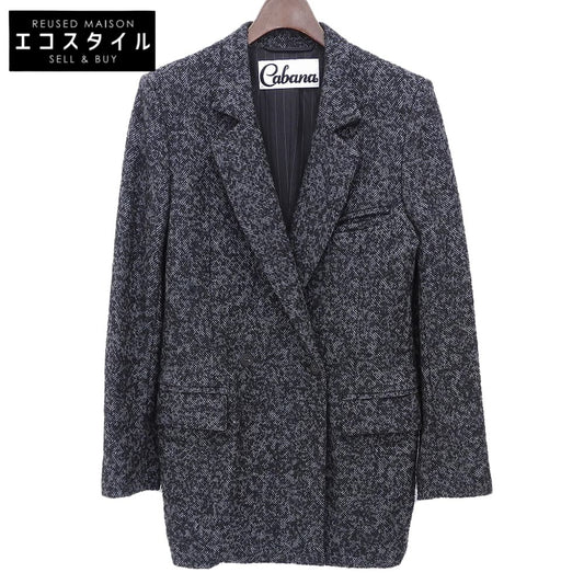 Cabana カバナ ウール ダブルブレスト ロングジャケット レディース ブラック グレー 38 19AW-JK04-1 ジャケット