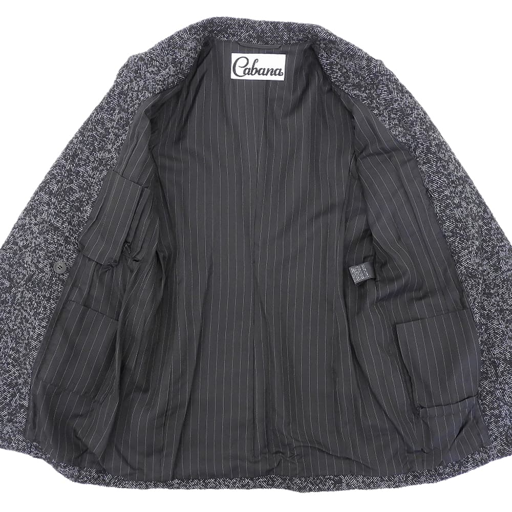 Cabana カバナ ウール ダブルブレスト ロングジャケット レディース ブラック グレー 38 19AW-JK04-1 ジャケット