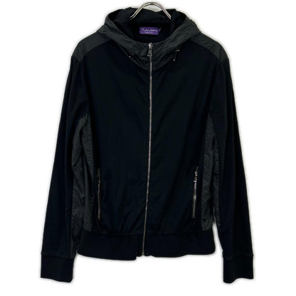 Ralph Lauren PURPLE LABEL Black Knit Nylon Combination Hooded Jacket M