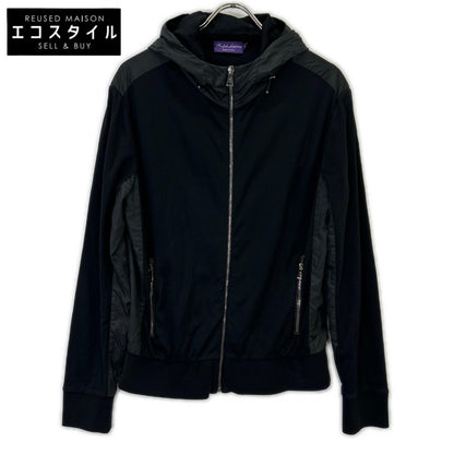 Ralph Lauren PURPLE LABEL Black Knit Nylon Combination Hooded Jacket M