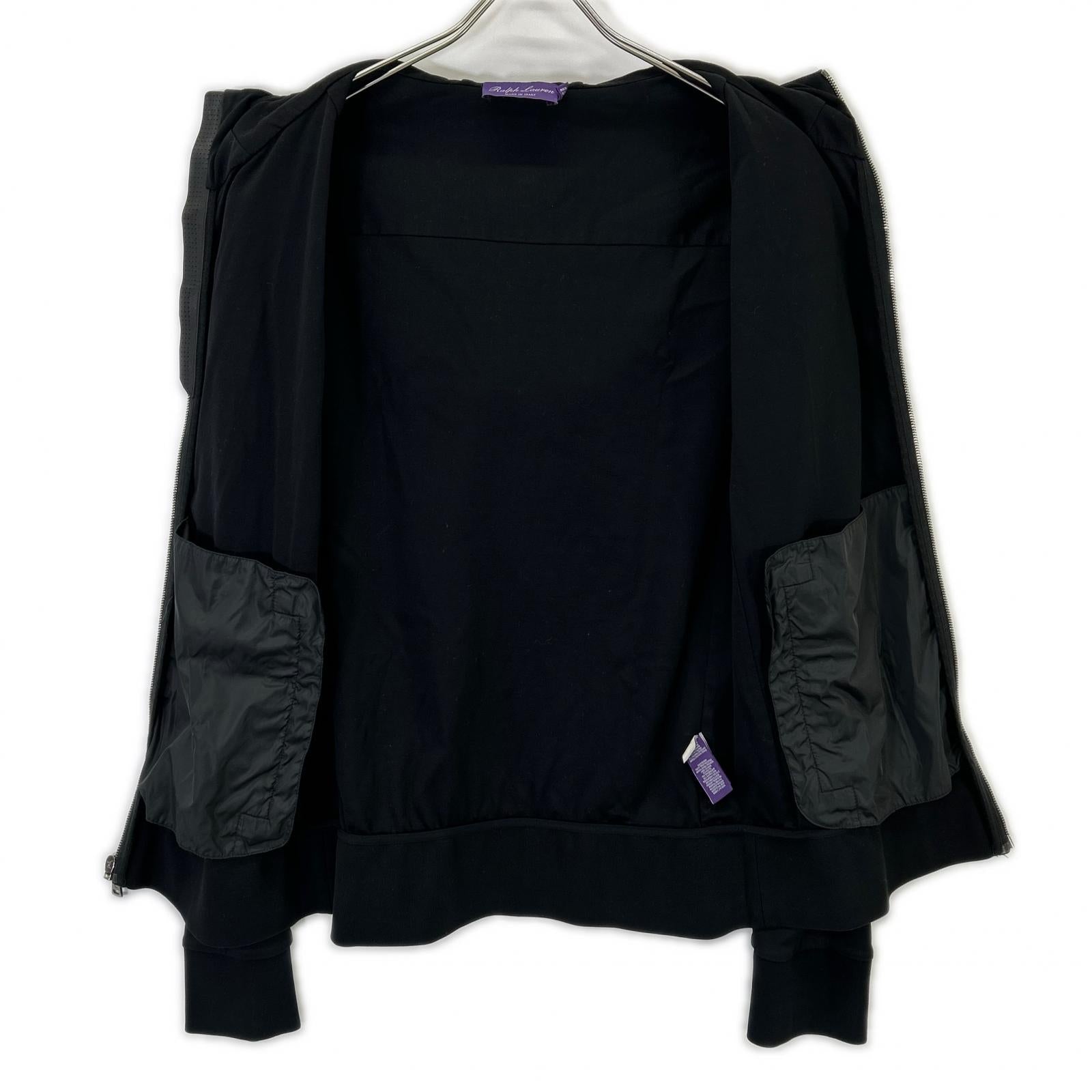 Ralph Lauren PURPLE LABEL Black Knit Nylon Combination Hooded Jacket M
