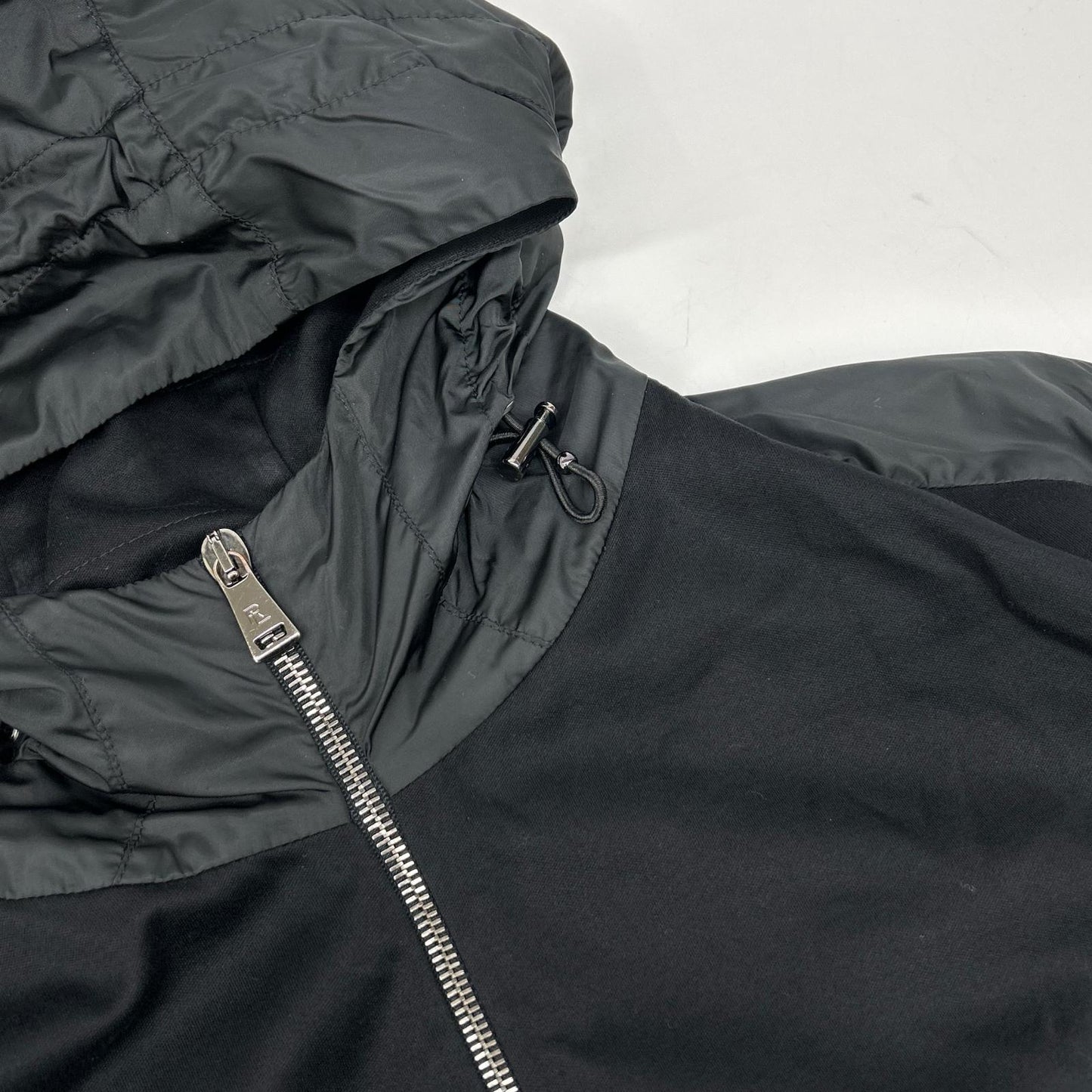 Ralph Lauren PURPLE LABEL Black Knit Nylon Combination Hooded Jacket M