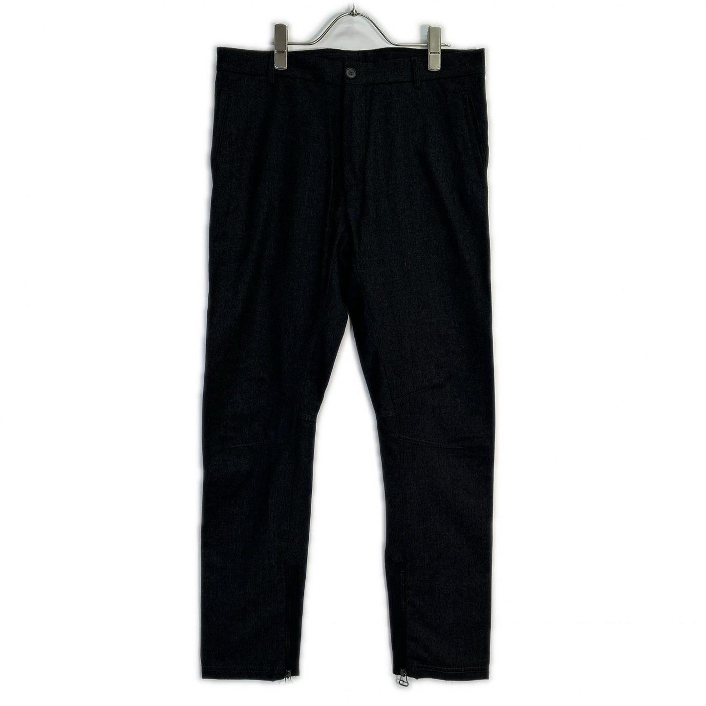 LANVIN Charcoal Gray Hem Zip Trousers Bottoms 46