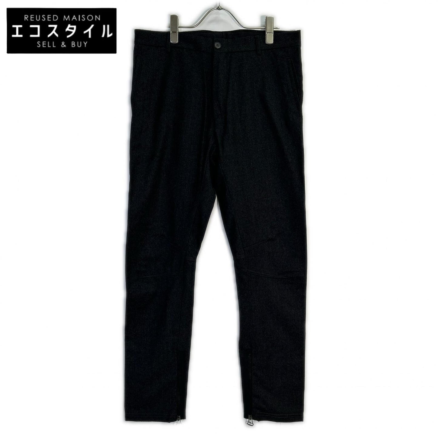 LANVIN Charcoal Gray Hem Zip Trousers Bottoms 46