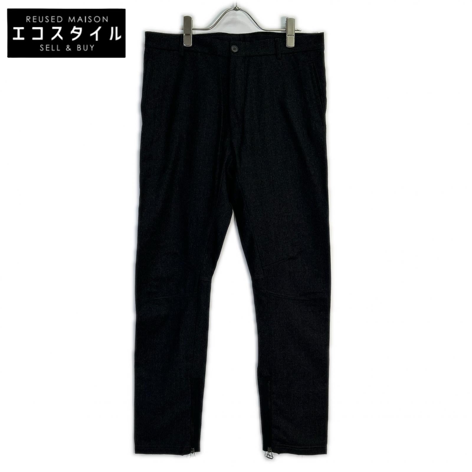 LANVIN Charcoal Gray Hem Zip Trousers Bottoms 46