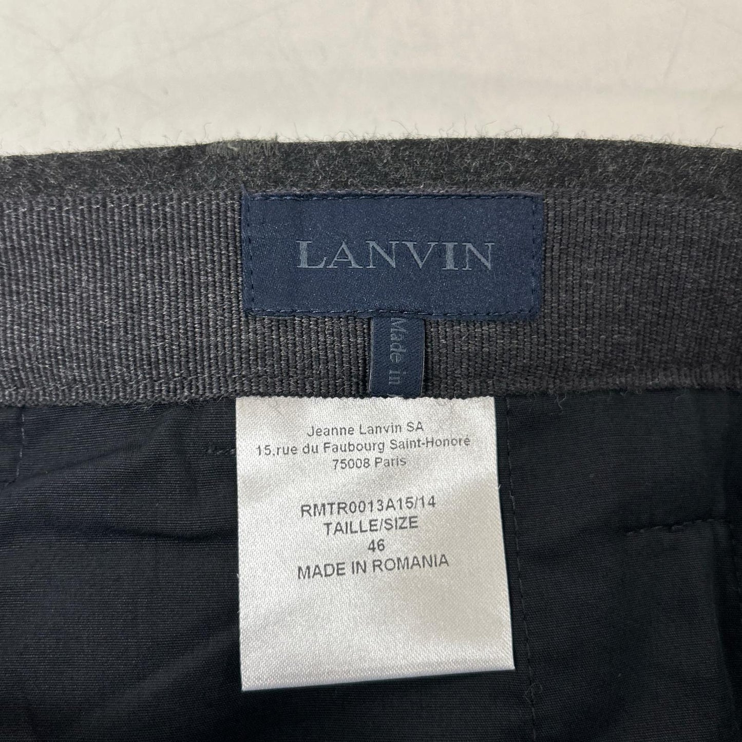 LANVIN Charcoal Gray Hem Zip Trousers Bottoms 46
