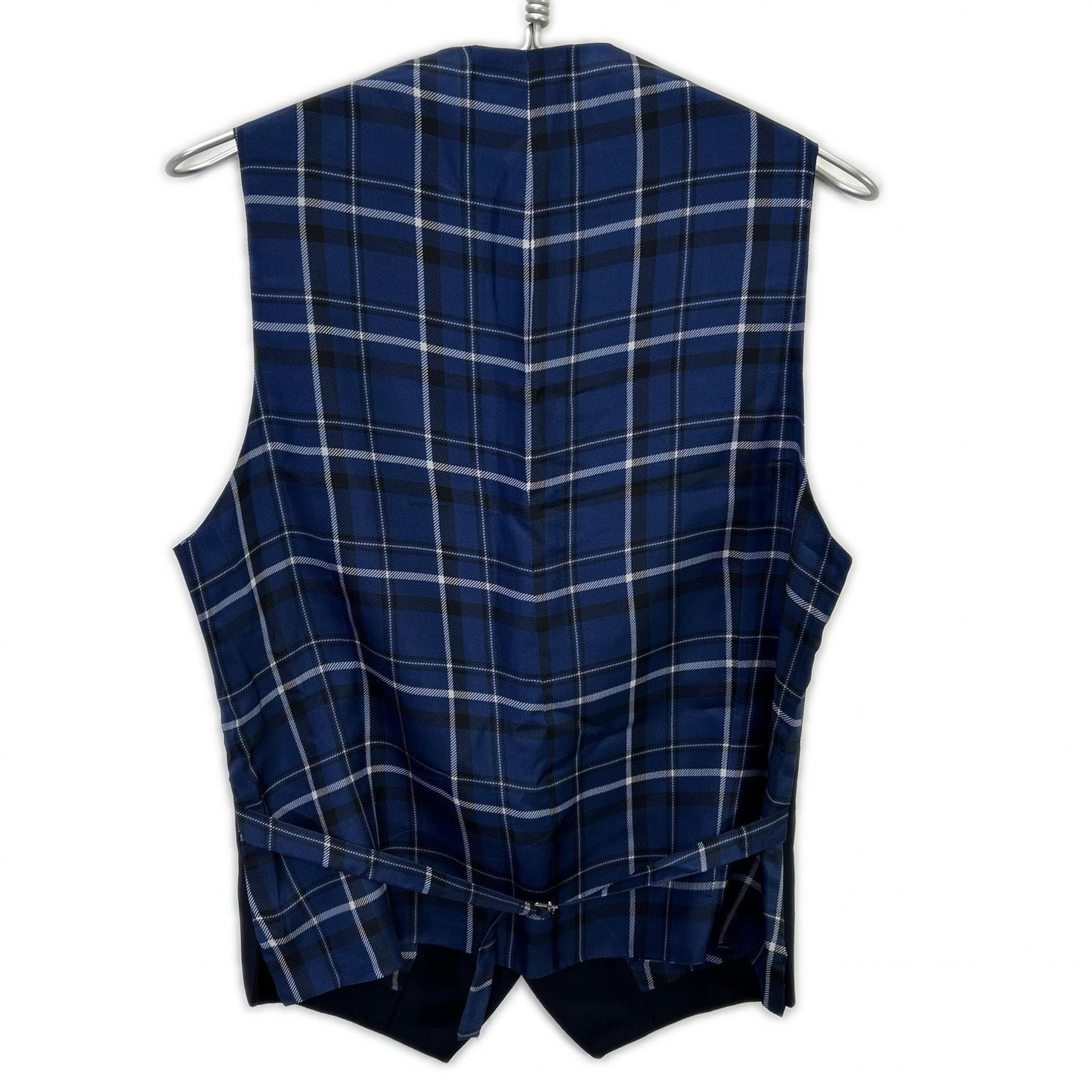 VALENTINO Navy Check Lining Peaked Lapel 3-Piece Suit Set-up