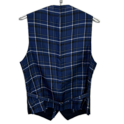 VALENTINO Navy Check Lining Peaked Lapel 3-Piece Suit Set-up