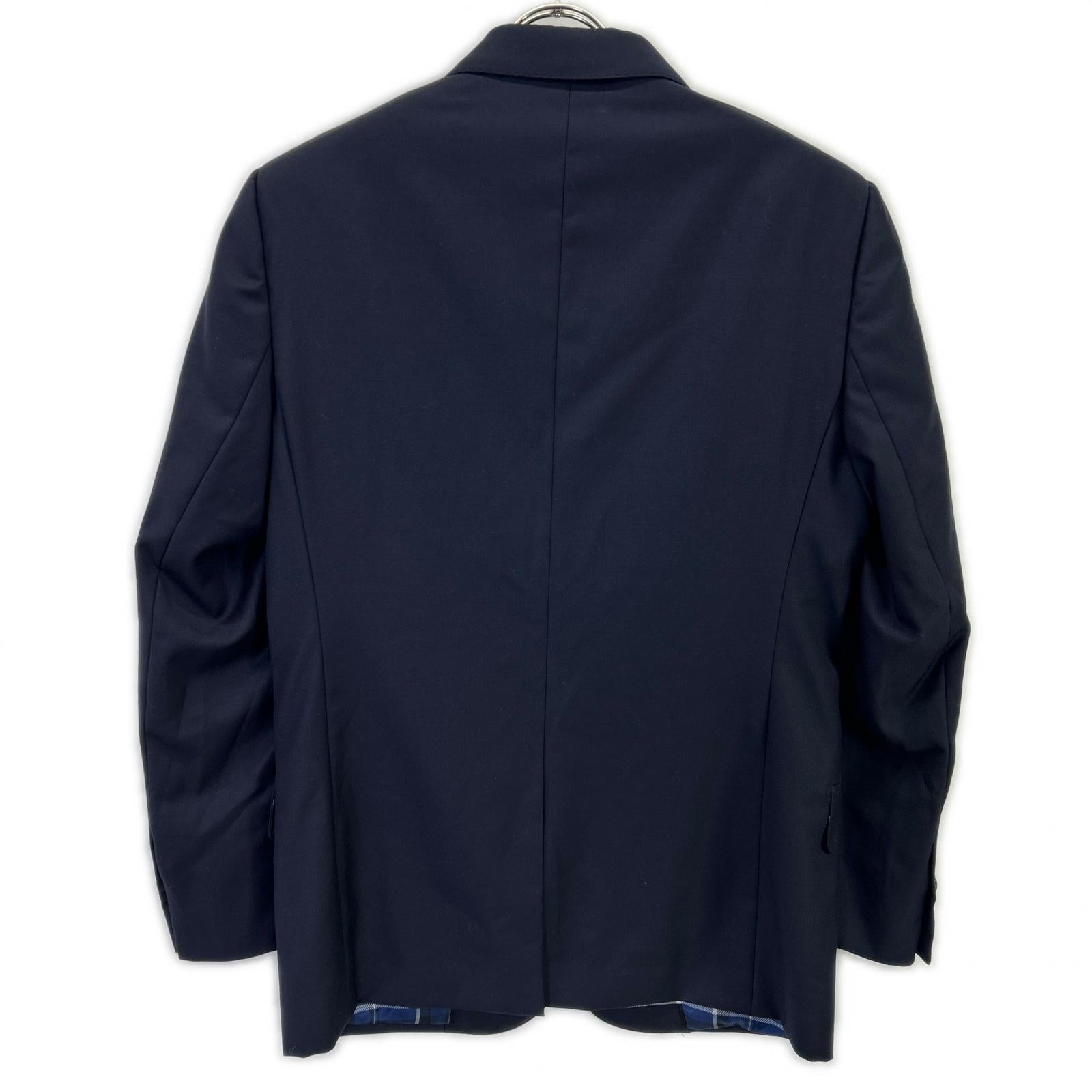 VALENTINO Navy Check Lining Peaked Lapel 3-Piece Suit Set-up