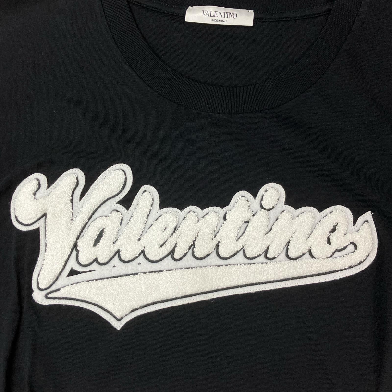 【SALE】 VALENTINO ヴァレンティノ PV3MG10Z3LF ブラック ロゴワッペン クルーネックTシャツ トップス
