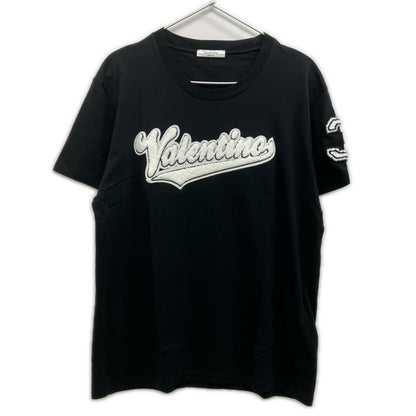 【SALE】 VALENTINO ヴァレンティノ PV3MG10Z3LF ブラック ロゴワッペン クルーネックTシャツ トップス