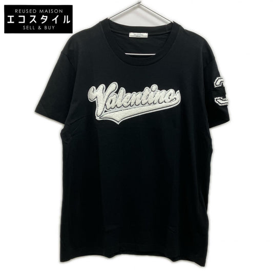 VALENTINO ヴァレンティノ PV3MG10Z3LF ブラック ロゴワッペン クルーネックTシャツ トップス