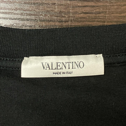 【SALE】 VALENTINO ヴァレンティノ PV3MG10Z3LF ブラック ロゴワッペン クルーネックTシャツ トップス