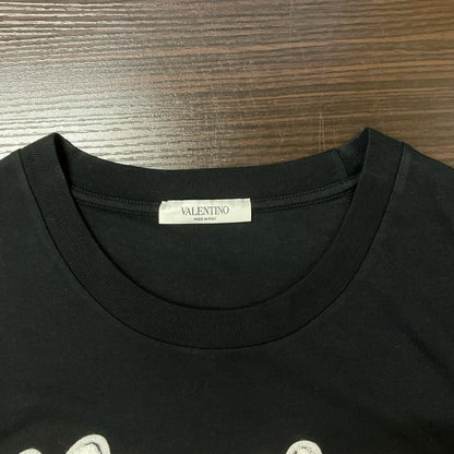 【SALE】 VALENTINO ヴァレンティノ PV3MG10Z3LF ブラック ロゴワッペン クルーネックTシャツ トップス