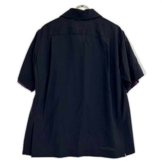 sacai サカイ 21-02458M レイヤードスーチング シャツ ネイビー トップス