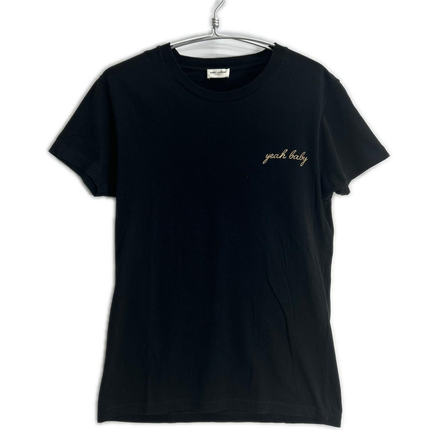 SAINT LAURENT PARIS サンローランパリ 16SS 420177 エディ期 刺繍デザイン ブラック クルーネックTシャツ トップス