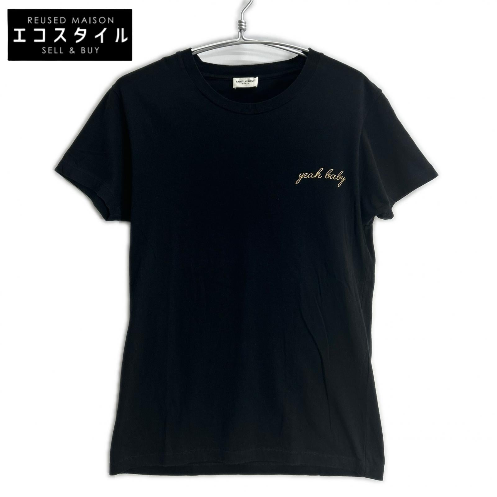 SAINT LAURENT PARIS サンローランパリ 16SS 420177 エディ期 刺繍デザイン ブラック クルーネックTシャツ トップス