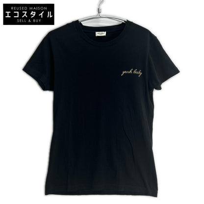 SAINT LAURENT PARIS サンローランパリ 16SS 420177 エディ期 刺繍デザイン ブラック クルーネックTシャツ トップス