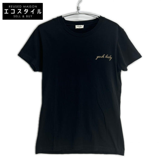 SAINT LAURENT PARIS サンローランパリ 16SS 420177 エディ期 刺繍デザイン ブラック クルーネックTシャツ トップス